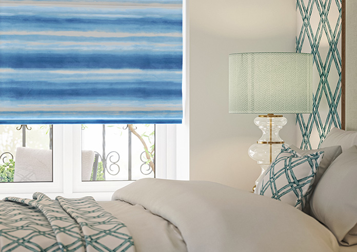 Ombre Velvet, Vivid Blue - Motorised Roman Blind - Image 5